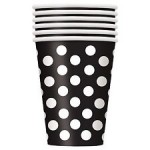 black polka dot paper cups