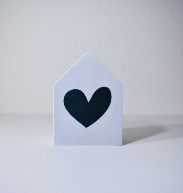 houten huisje hart blauw